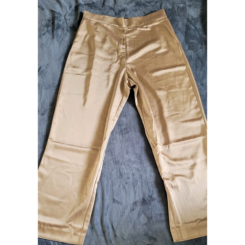 Boston Proper Malibu  Pants 16 Satin‎ Champagne Wide Leg NWT